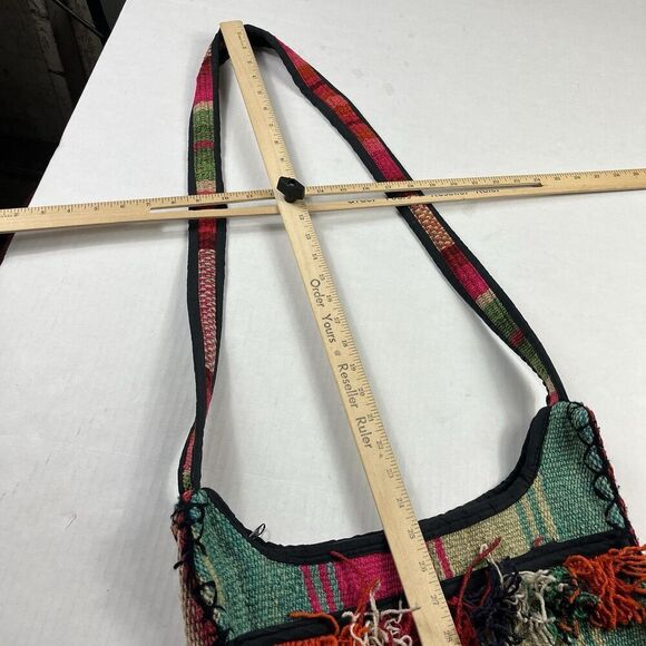 Boho Fringed Woven Crossbody Purse Tribal Festival Bag Multicolor Southwest - Picture 7 of 12